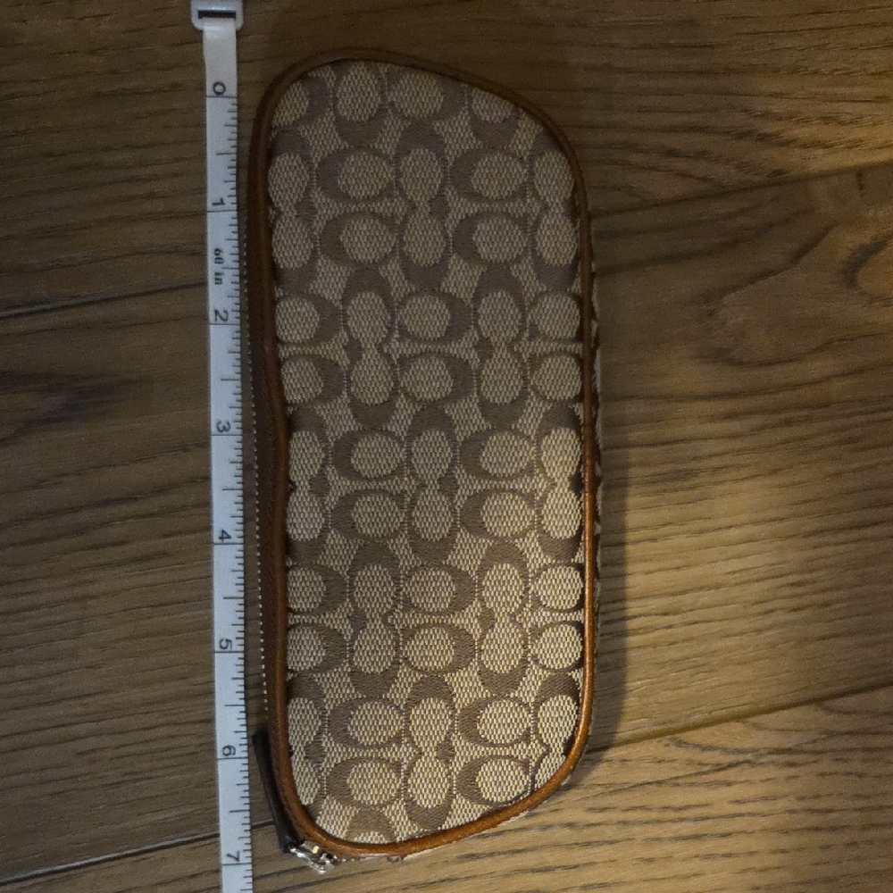 COACH signature C's Brown Patterned Soft Eye Glass Case/Zip Pouch/pen/pencil